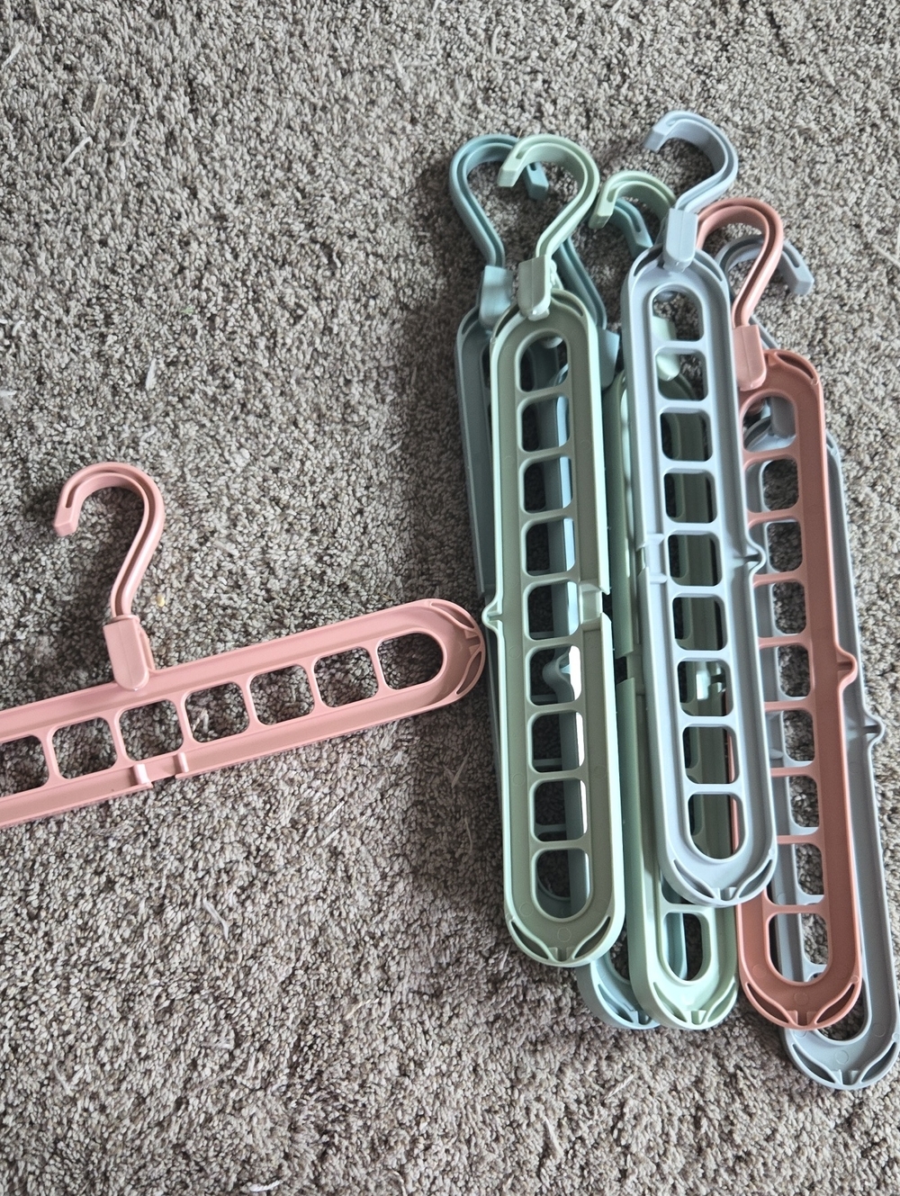 Multipurpose Space-Saving Closet Hanger Set - Pastel Pink, Mint & Light Gray